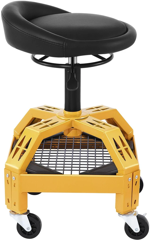 Alt view image 17 of 17 - VEVOR Rolling Garage Stool, 300LBS Capacity, Adjustable Height from 24 in to 28.7 in, Mechanic Seat with 360-degree Swivel Wheels and Tool Tray, for Workshop, Auto Repair Shop, Yellow
