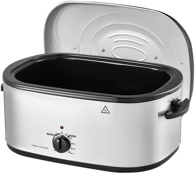 Main image of VEVOR Electric Roaster Oven, 24 Qt 1450W, Turkey Roasting Pan, 3 Food Trays, Buffet Server, Self-Basting Lid, 150-450°F Heat Control, Countertop Turkey Cooker with Roasting, Warming and Removable Rack