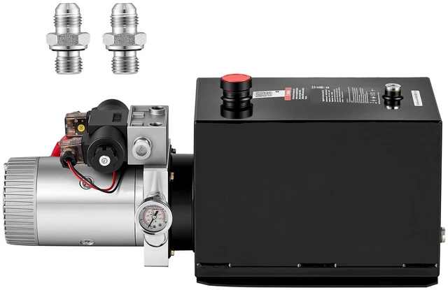 Main image of VEVOR 12 Quart Hydraulic Pump, DC12V 1.6KW Double Acting Dump Trailer Pump, 3200 PSI Max Relief Pressure, 0.91 GPM Flow Rate, with Pressure Gauge for Dump Trailer Car Lifting (Horizontal Installation)