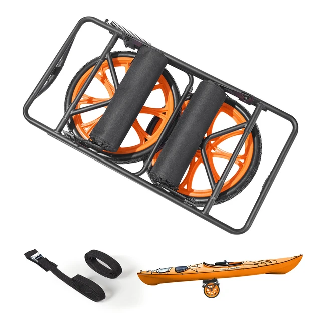 Alt view image 9 of 9 - Kayak Cart 330 lbs Detachable Canoe Carrierwith 15-inch Solid Rubber Tires