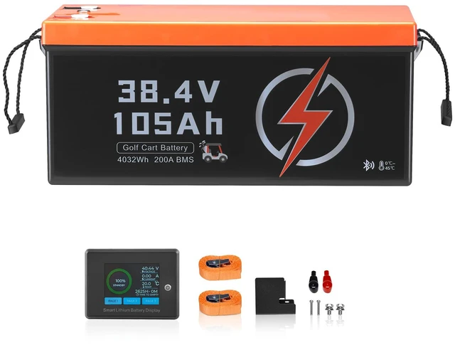 Alt view image 9 of 9 - 36V 105Ah Golf Cart Lithium Battery with LCD Monitor and 4000+ Cycles