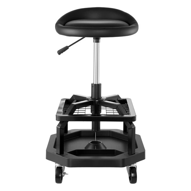 Alt view image 15 of 15 - Rolling Shop Stool Adjustable Height Garage Seat 300 lbs Load with Caster