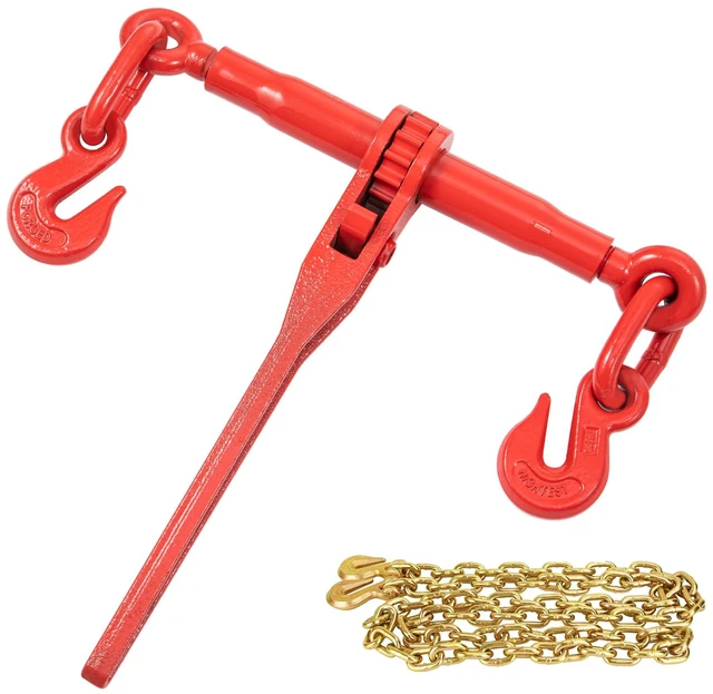Alt view image 16 of 16 - VEVOR Chain Load Binder, 5/16" Tie Down Kit w/ 6600LBS Working Load Capacity and Two Grab Hooks, Includes (4) Ratchet Binders - (4) 21' Grade 80 Chains, Transport Load Package for Hauling, Towing