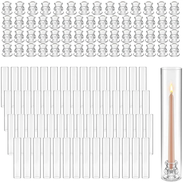 Main image of VEVOR Hurricane Candle Holders Set of 60, 2.56 x 13.78 in Tall Clear Glass Cylinder Candleholder Sleeve, High Borosilicate Glass, Wind Protection for Wedding, Table Centerpiece, Party, Home Decor
