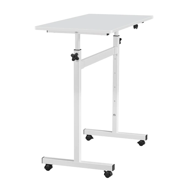 Alt view image 8 of 8 - VEVOR Standing Desk, Adjustable Height Mobile Stand Up Desk with Lockable Casters, 32 x 16 in Small Computer Sit Stand Rolling Workstation with Hook, 55.1 lbs Desktop Capacity, for Home Office, White