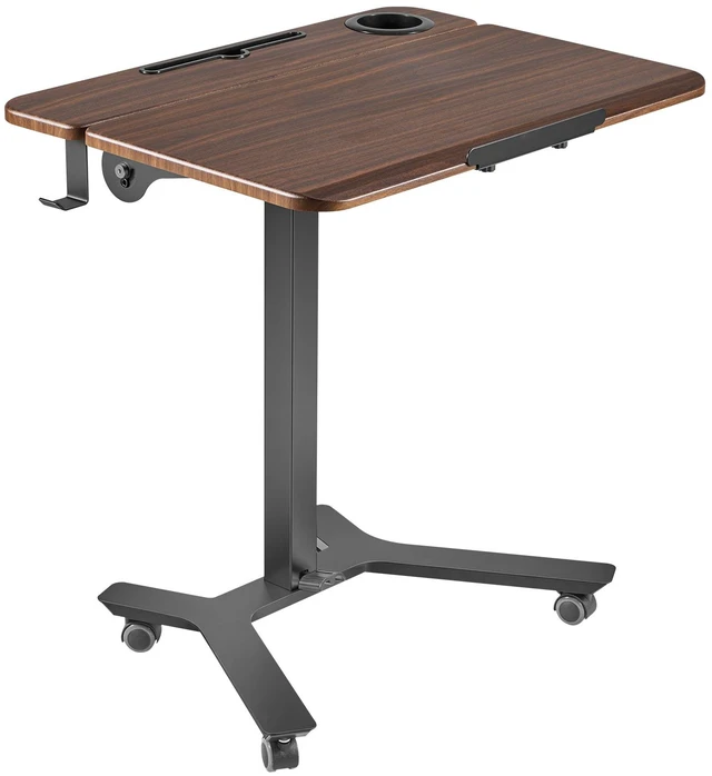 Alt view image 2 of 2 - VEVOR Standing Desk, Adjustable Height Mobile Stand Up Desk with Tilting Desktop, 28.2 x 20.7 in Small Computer Sit Stand Workstation, 33 lbs Capacity, Foot Pedal Pneumatic Lift for Home, Office