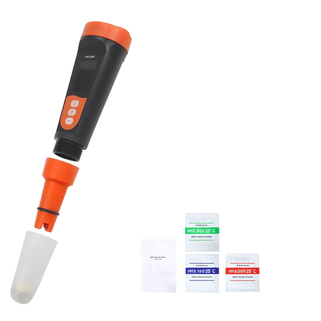 Alt view image 8 of 8 - VEVOR pH Meter, 0-14 pH Range, IP68 Waterproof Probe, Pocket Tester Kit with Calibration Powder Packets, VA Display Screen, for Drinking Water, Hydroponics, and Aquarium Water Quality Testing
