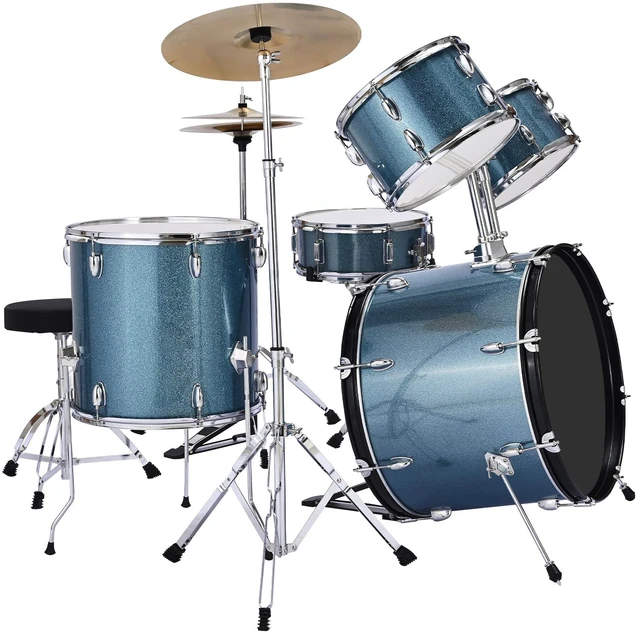 Alt view image 9 of 9 - VEVOR Drum Set 5-Piece Beginner Drums Set with 22 in Bass Drum (Gravel Blue)