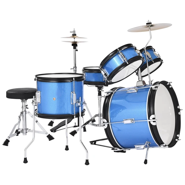 Alt view image 9 of 9 - VEVOR Kids Drum Set 5-Piece Junior Musical Drum Kit with 14 in Bass Drum (Blue)