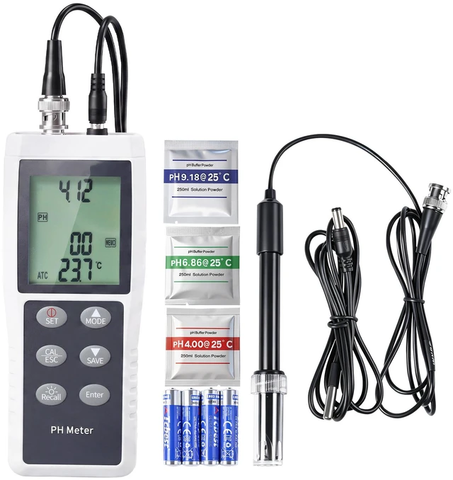 Alt view image 8 of 8 - VEVOR pH Meter, 0-14 pH Range, IP68 Waterproof Probe, 3-Point Auto Calibration, Portable Tester Kit with Calibration Powder Packets, Temperature Probe, Carrying Case, for Drinking Water, Hydroponics