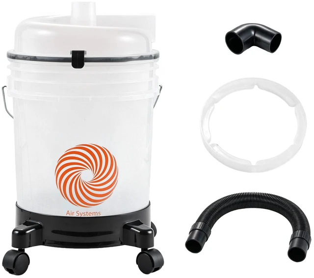 Main image of VEVOR Cyclone Dust Separator Kit, 5 Gallon Bucket Compact Dust Collector, 2 & 2-1/2 inch for Woodworking & Shop Wet/Dry Vacuums, with 3ft Hose, Elbow Adapter, Portable Casters, Translucent PP