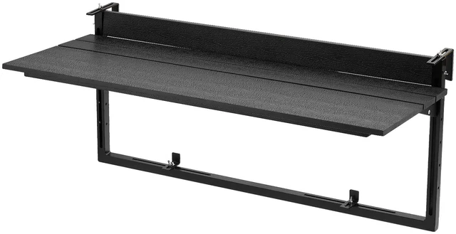 Main image of VEVOR Balcony Hanging Table 40" x 15" 60 lbs Folding Railing Bar Table, for Outdoor Patio Garden Deck Use, Fits 0-3.5" Rails, 5-Level Adjustable Height, Durable Wood-Plastic Composite Material