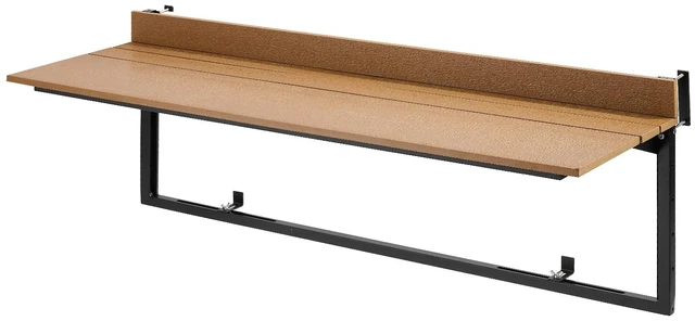 Main image of VEVOR Balcony Hanging Table 47.2" x 14.6" 60 lbs Folding Railing Bar Table, for Outdoor Patio Garden Deck Use, Fits 1.4"-2.4" Rails, 5-Level Adjustable Height, Durable Wood-Plastic Composite Material