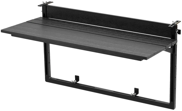 Main image of VEVOR Balcony Hanging Table 31.3" x 15" 60 lbs Folding Railing Bar Table, for Outdoor Patio Garden Deck Use, Fits 0-3.5" Rails, 5-Level Adjustable Height, Durable Wood-Plastic Composite Material