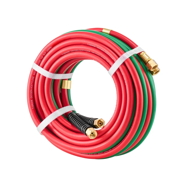 Alt view image 10 of 10 - Oxygen Acetylene Hose, 1/4-Inch x 25FT Oxy Acetylene Hose with 9/16"-18 B Fitting, 300PSI T Grade Welding Cutting Torch Twin Hose, Compatible with Oxygen, Acetylene, Propane and Other Fuel Gases