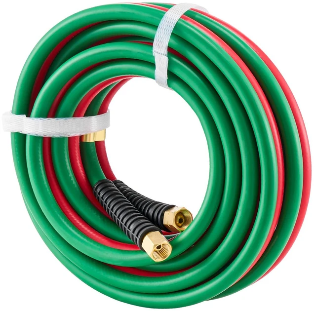 Alt view image 10 of 10 - Oxygen Acetylene Hose, 1/4-Inch x 15FT Oxy Acetylene Hose with 9/16"-18 B Fitting, 300PSI T Grade Welding Cutting Torch Twin Hose, Compatible with Oxygen, Acetylene, Propane and Other Fuel Gases
