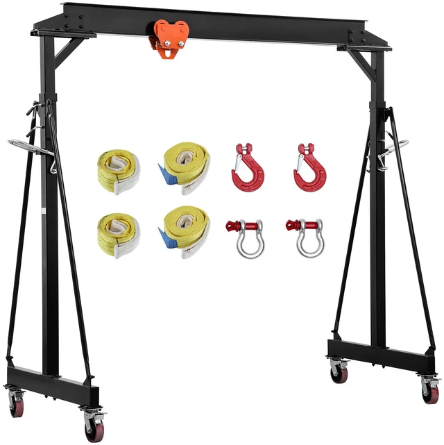 Main image of VEVOR Adjustable Gantry Crane, 5000 lbs Capacity, Portable Shop Lift Hoist with 100.4-147.6 in Height Adjustable, Manual Trolley, Locking Wheels, Steel Construction, for Factory Warehouse Auto Repair
