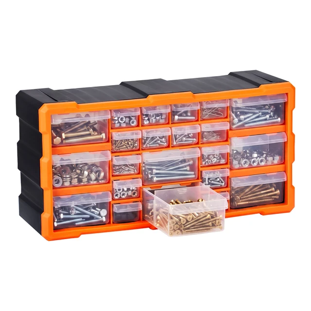 Alt view image 8 of 8 - VEVOR 22-Drawer Storage Organizer, Plastic, Drawer Storage Cabinet for Garage Organization, Stackable Small Parts Organizer, Wall-Mounted Toolbox, for Hardware, Beads, Screws, Crafts, Building Bricks