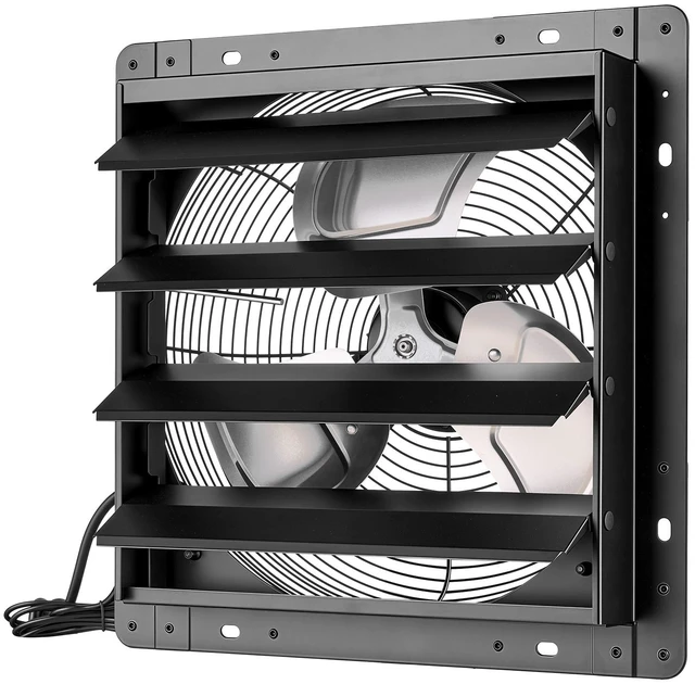 Main image of VEVOR 14 Inch Shutter Exhaust Fan Wall Mounted Automatic Louvers EC Motor, Steel Housing, Temperature & Humidity Controller, Ventilation & Cooling for Attic, Garage, Barn, Greenhouse, Workshop, Black