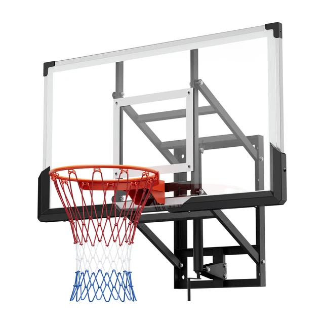 Alt view image 9 of 9 - Wall Mount Basketball Hoop, 54-inch PC Backboard Mounted Basketball Hoop Outdoor with Hand-Crank Adjustment, 0.11 inch Thickened Backboard, Classic Basketballs Hoops Design, Indoor & Outdoor Use