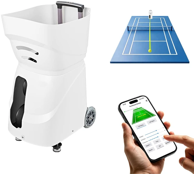 Main image of VEVOR Tennis Ball Machine,4H Runtimeand110 Ball Capacity Auto Ball Launcher, for Beginners and Pro Practice Training, with App Remote Control, Spin Control, 2 Training Modes, and Speeds up to 75MPH