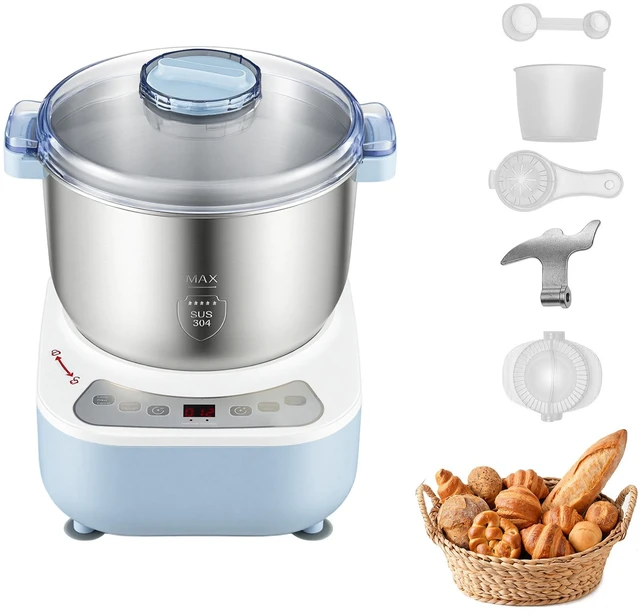 Main image of VEVOR Dough Mixer 6.9 Quart Electric Dough Maker with Ferment Function, for Pizza, Pasta, and Sourdough, 304 Stainless Steel Bowl, Timer, Face-up Control Panel, Household Dough Kneading Machine