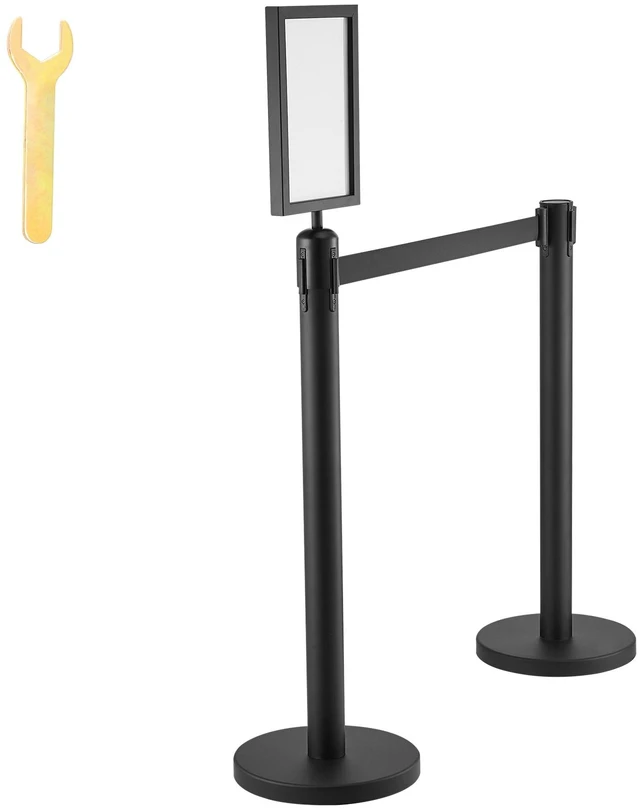 Alt view image 11 of 11 - Crowd Control Stanchions, 6-Pack Crowd Control Barriers, Carbon Steel Baking Painted Stanchion Queue Post with Sign Holder & 3PCS 6.5FT Retractable Belt, Belt Barrier Line Divider, Easy Assembly