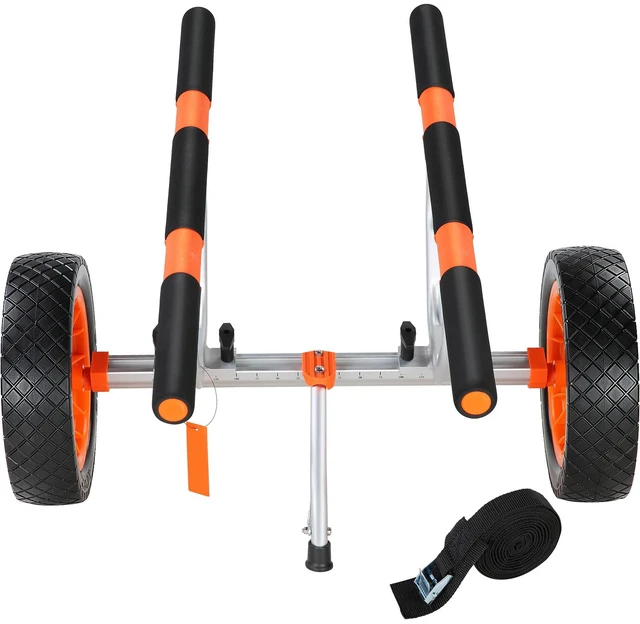 Alt view image 17 of 17 - VEVOR Heavy Duty Kayak Cart, 450lbs Load Capacity, Detachable Canoe Trolley Cart with 12'' Solid Tires, Adjustable Width & Nonslip Support Foot, for Kayaks Canoes Paddleboards Float Mats Jon Boats