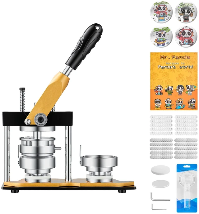 Main image of VEVOR Button Maker Machine, 2.25" / 58 mm, Solid Metal Pin Maker with 100pcs Button Parts, Circle Cutter and Magic Book, Reinforced Ergonomic Handle, Steel Mold, for DIY Badges, Pins, Key Chains