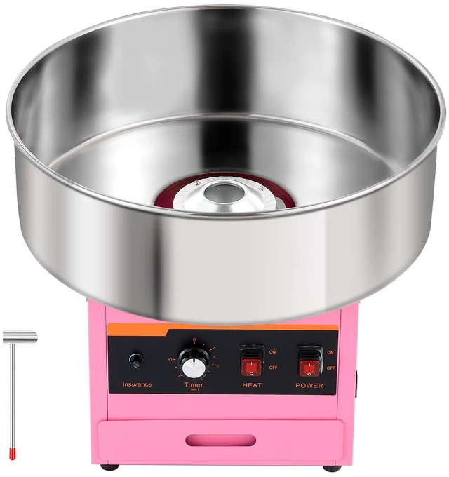 Main image of VEVOR Cotton Candy Machine Commercial 1000W Electric Candy Floss Maker Pink, Ideal for Home, Carnival, Birthday, Family Party, Easy Use with 20.5 in Stainless Steel Bowl, Storage Drawer, Sugar Scoop