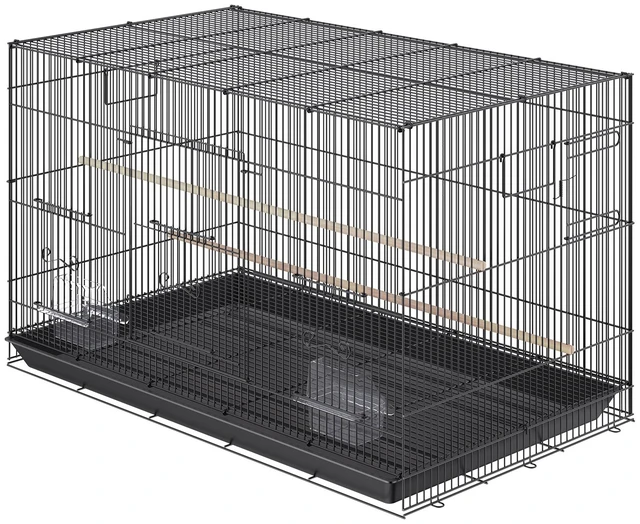 Alt view image 11 of 11 - VEVOR 30 inch Bird Cage, Metal Large Parakeet Cages for Cockatiels Small Parrot Budgies Lovebirds Canaries, Pet Bird Cage with Rolling Stand and Tray