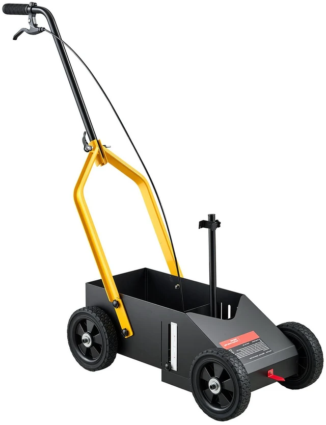Main image of VEVOR Striping Line Marking Machine 12-Can Capacity Black with 4 Wheels, Parking Lot Striping Machine, 2 to 4 in Adjustable Line Width, Heavy Duty, Fast and Accurate Marking, with Adapter Nozzle