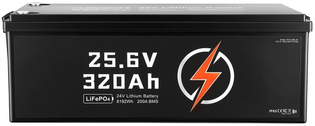 Main image of VEVOR 24V 320Ah LiFePO4 Lithium Battery 4000+ Cycles 200A BMS with Bluetooth, 8192Wh Lithium Battery with Low Temperature Protection, Supports 8P2S Connection, for RV, Trolling Motor, Marine, Solar