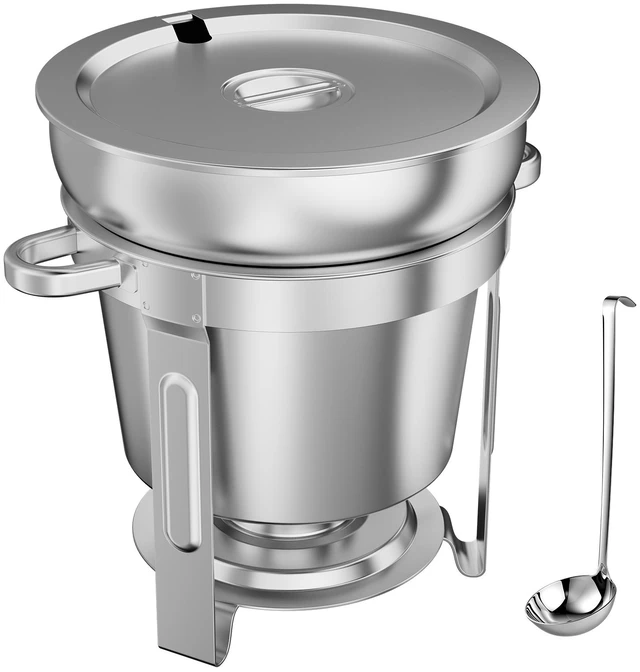 Main image of VEVOR 1 Pack Soup Chafer, Chafing Dish for Buffet Set, 11QT Stainless Steel, Catering Marmite for Banquet Party Wedding, Round Buffet Server and Soup Warmer, with Pot, Ladle, and Fuel Holder