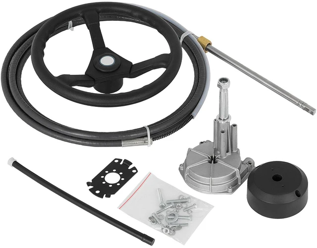 Main image of VEVOR Outboard Steering System 10\' Boat Steering Cable 10 Feet Marine Steering System 3/4\'\' Shaft with 13.5 Inch Wheel for Yachts and Waterborne Vehicles