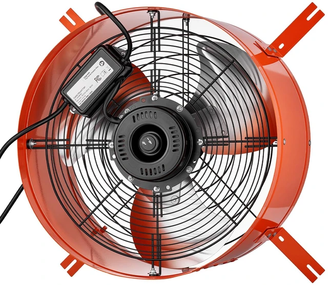 Main image of VEVOR Gable Mount Fan, 16 in Attic Vent Exhaust Fan 2940 CFM Thermostat, Cooling and Ventilation for Home, Garage, Warehouse, Workshop, Carbon Steel Housing with Mounting Brackets & Hardware, Orange
