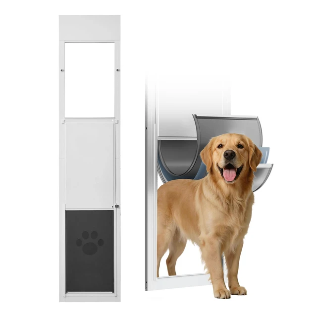 Alt view image 8 of 8 - VEVOR Dog Door for Sliding Glass Door, 75 7/8" to 80 11/16" Adjustable Height, Aluminum Alloy Frame with 3-Layer Flap and Rotating Hinge, for Extra Large-Sized Dogs, Sliding Glass Pet Doors for Renter