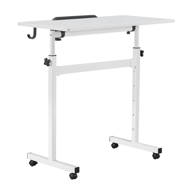 Alt view image 8 of 8 - VEVOR Standing Desk, Adjustable Height Mobile Stand Up Desk 360° Tilting Desktop, 32 x 16 in Small Computer Sit Stand Rolling Workstation w/ Hook, Lockable Casters, 55.1 lbs Capacity for Home Office