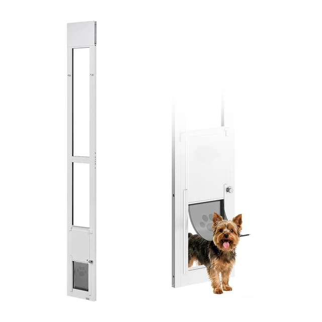 Alt view image 8 of 8 - VEVOR Dog Door for Sliding Glass Door, 75 7/8" to 80 11/16" Adjustable Height, Aluminum Alloy Frame with Flap and Rotating Hinge, Lock Design, for Small-Sized Dogs, Sliding Glass Pet Doors for Renters