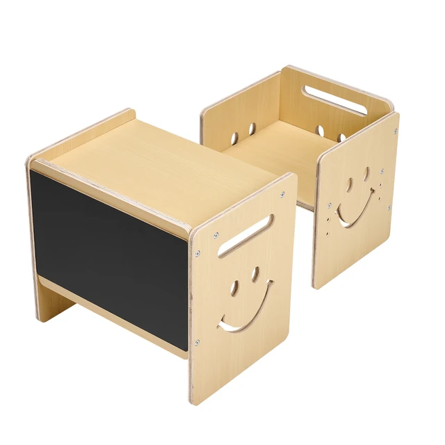 Alt view image 11 of 11 - VEVOR Weaning Table and Chair Set Montessori Toddler Desk with Blackboard Wood