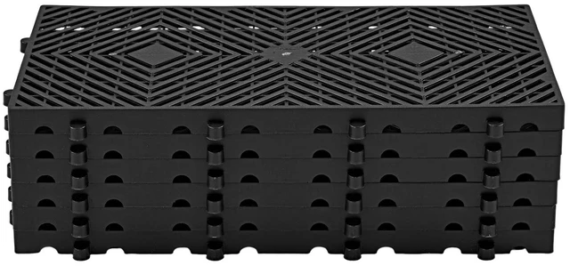 Alt view image 8 of 8 - VEVOR Plastic Pallets, 6 Pcs Plastic Pallets for Basement Storage, Nestable Lightweight Waterproof Storage Pad with Breathable Grid for Indoor Outdoor Supermarket Warehouse, 23.6"x11.8"x1.2", Black