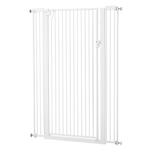 Alt view image 8 of 8 - VEVOR Extra Tall Pet Gate for Cats, 29-41 in Adjustable Width, 56 in High Dog Gate, with Pressure Mount Kit and Wall Mount Kit, 1.3 in Narrow Bar Spacing, for Stairs, Doorways, and House, White