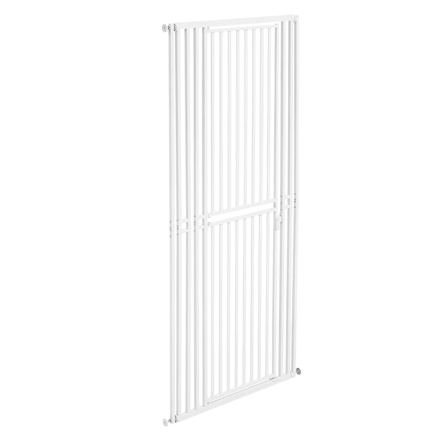 Alt view image 8 of 8 - VEVOR Extra Tall Pet Gate for Cats, 28-34 in Adjustable Width, 78.7 in High Dog Gate, with Pressure Mount Kit and Wall Mount Kit, 1.2 in Narrow Bar Spacing, for Stairs, Doorways, and House, White