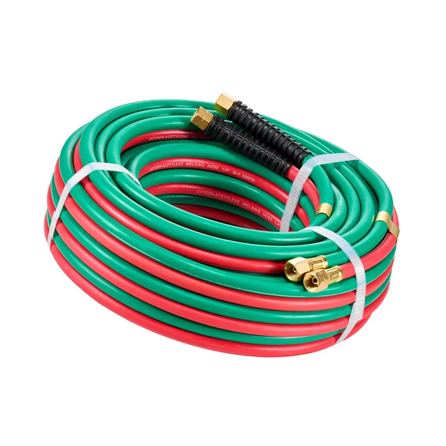 Alt view image 15 of 15 - Oxygen Acetylene Hose, 1/4-Inch x 50FT Oxy Acetylene Hose with 9/16"-18 LH/RH B Fittings, R Grade Welding Torch Twin Hose with 300PSI Maximum Working Pressure for Cutting Soldering Brazing