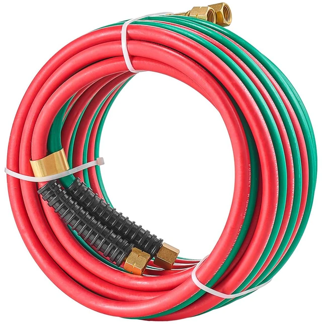Alt view image 9 of 9 - Oxygen Acetylene Hose, 1/4-Inch x 25FT Oxy Acetylene Hose with 9/16"-18 LH/RH B Fittings, R Grade Welding Torch Twin Hose with 300PSI Maximum Working Pressure for Cutting Soldering Brazing