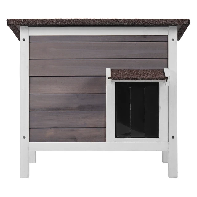 Alt view image 15 of 15 - VEVOR Outdoor Cat House Wooden Feral Cat Shelter with Roof & PVC Door Flaps