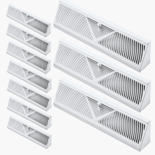 Alt view image 8 of 8 - 18-Inch Floor Registers, 10-Pack Baseboard Registers, HVAC Heavy-Duty Walkable Iron Floor Vents, Rustproof Anti-Peeling Air Vents Deflector Adjustable with Metal Damper for Home & Office, White