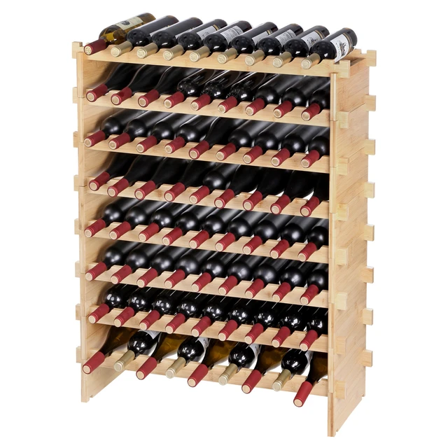 Alt view image 16 of 16 - VEVOR 72 Bottle Stackable Modular Wine Rack Bamboo Wood Display Shelf 8-Tier