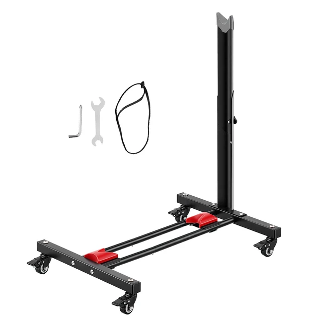 Alt view image 8 of 8 - VEVOR Bike Stand, Freestanding Vertical & Horizontal Bike Storage Rack, with Lockable Casters, Height Adjustable Carbon Steel Upright Garage Bicycle Floor Stand, for 20-29 in Wheel Diameters, Black