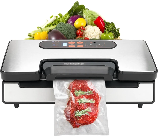Alt view image 17 of 17 - Vacuum Sealer Machine, 90Kpa 130W Powerful Dual Pump and Dual Sealing, Dry and Moist Food Storage, Automatic and Manual Air Sealing System with Built-in Cutter, with Seal Bag and External Hose
